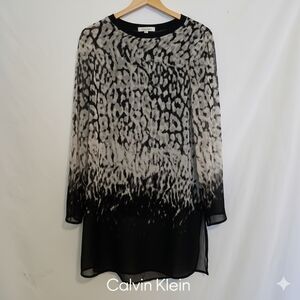 Calvin Klein Black white Abstract Tunic *READ* Women's Large #215